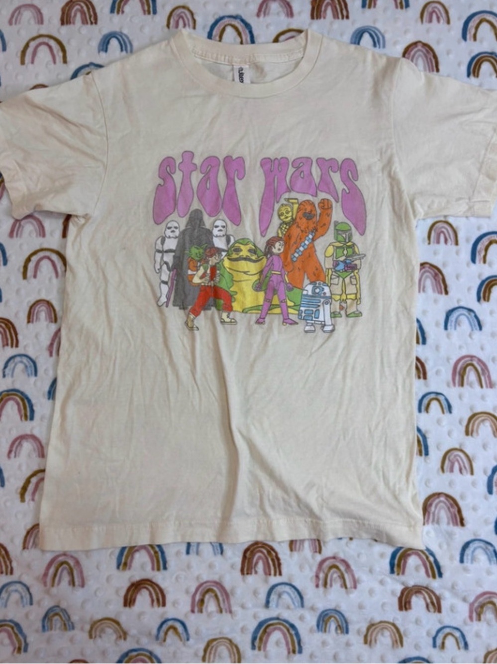 Tultex Cream Star Wars Character Graphic Tee with Purple Logo